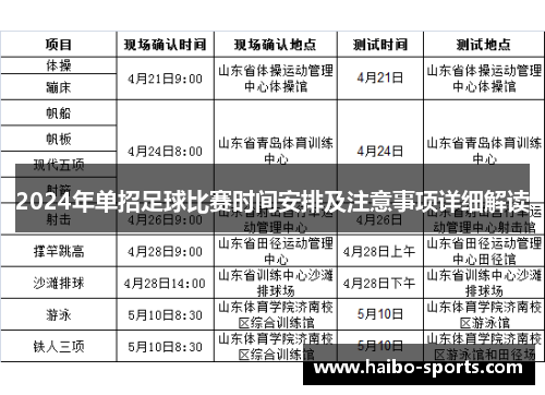 2024年单招足球比赛时间安排及注意事项详细解读